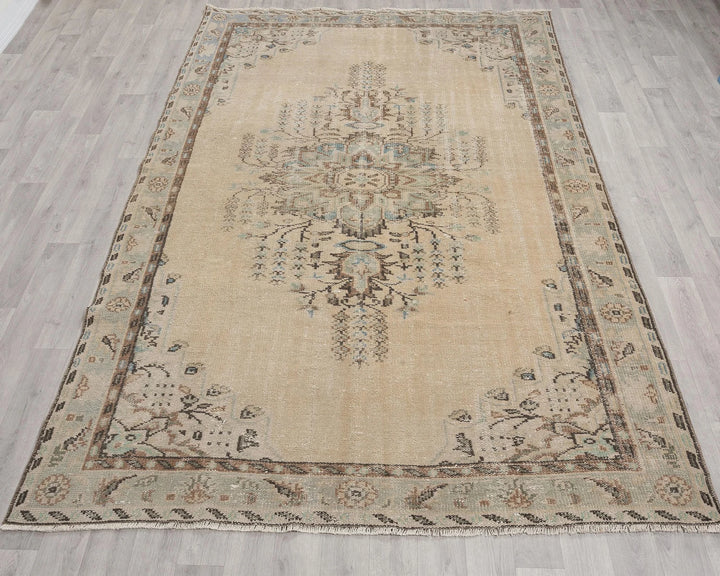 Multicolor Turkish Oushak Rug 6'4" x 9'4" Hand-Knotted | No. VR15735