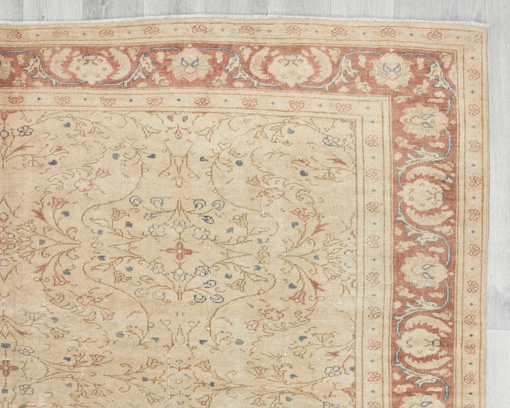 Multicolor Turkish Oushak Rug 6' x 10' Hand-Knotted border