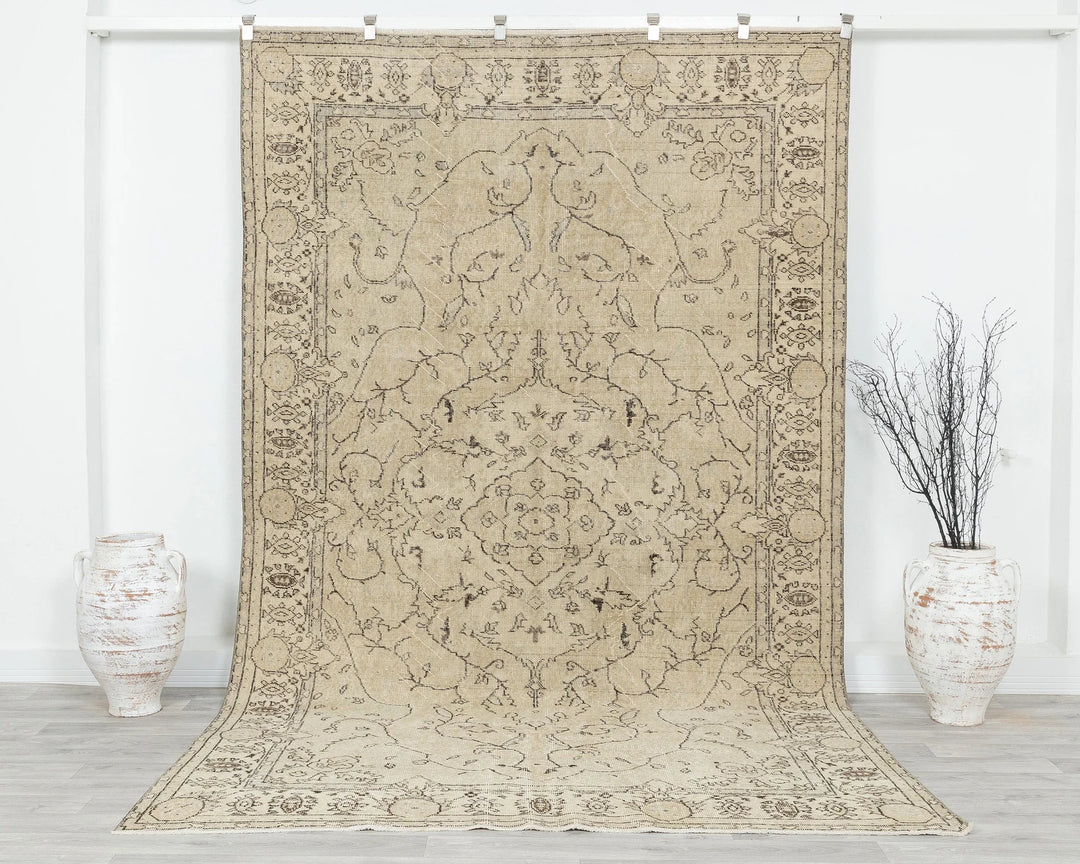 Multicolor Turkish Oushak Rug 6'2" x 10'1" Hand-Knotted | No. VR15892