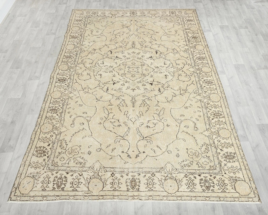 Multicolor Turkish Oushak Rug 6'2" x 10'1" Hand-Knotted | No. VR15892