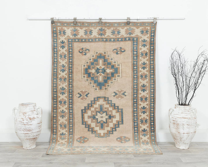 Multicolor Turkish Oushak Rug 4' 5" x 6' 2" Hand-Knotted | No. VR15971