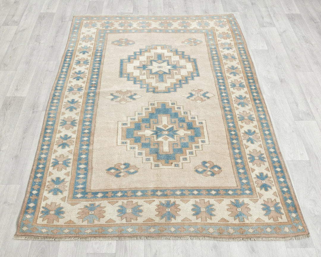 Multicolor Turkish Oushak Rug 4' 5" x 6' 2" Hand-Knotted | No. VR15971