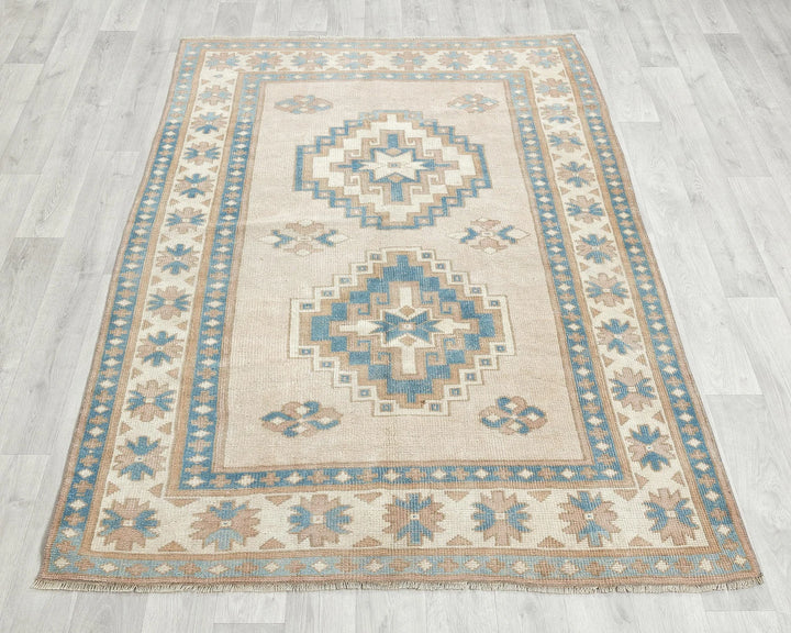 Multicolor Turkish Oushak Rug 4' 5" x 6' 2" Hand-Knotted | No. VR15971