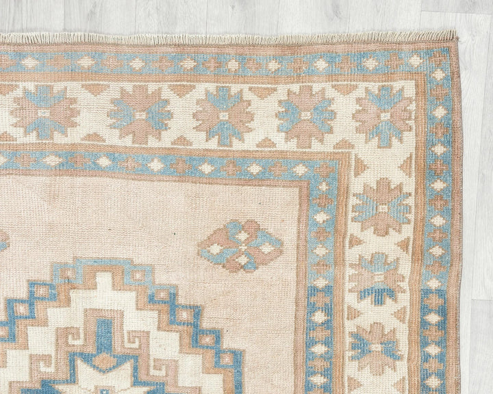 Multicolor Turkish Oushak Rug 4' 5" x 6' 2" Hand-Knotted | No. VR15971