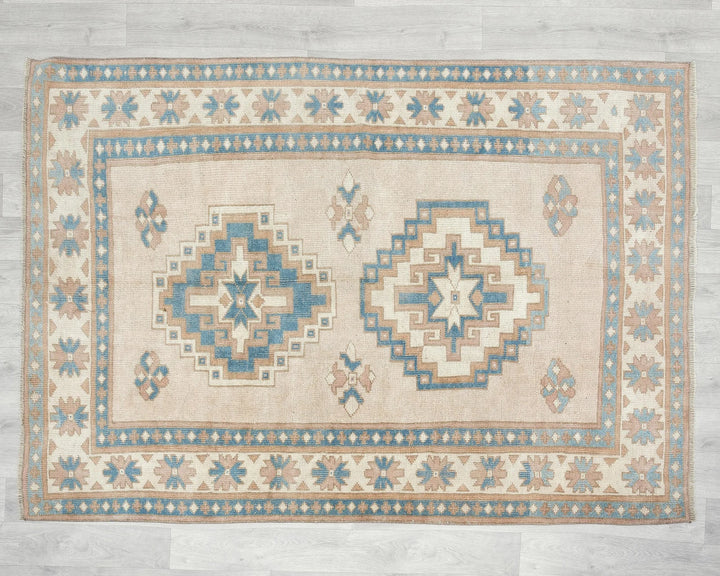 Multicolor Turkish Oushak Rug 4' 5" x 6' 2" Hand-Knotted | No. VR15971
