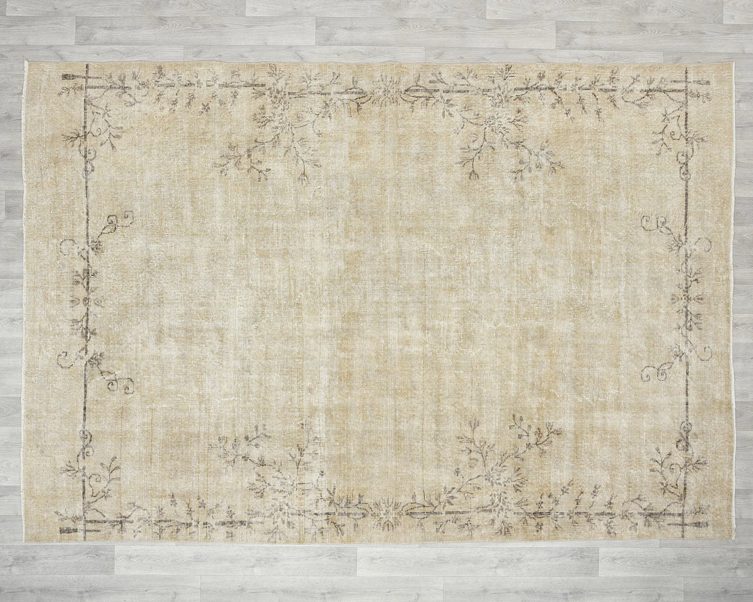 Beige Turkish Oushak Rug 6'8" x 9'6" Hand-Knotted | No. VR16053