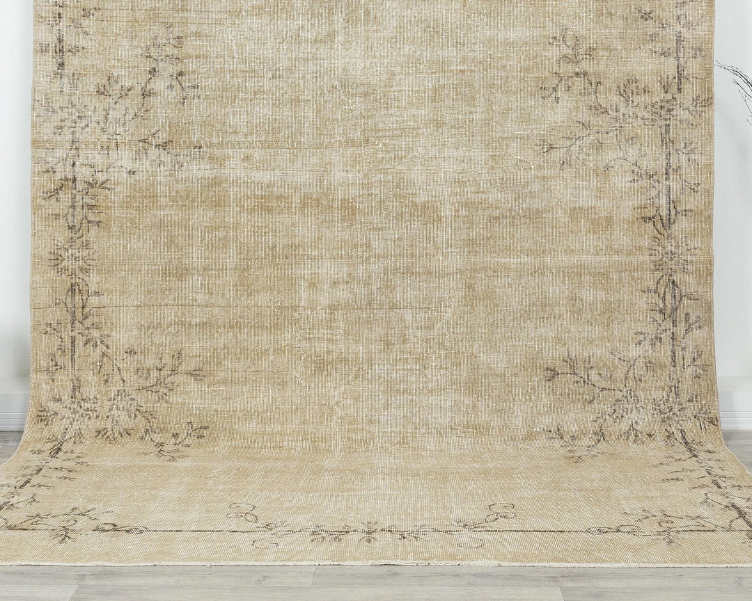 Beige Turkish Oushak Rug 6'8" x 9'6" Hand-Knotted | No. VR16053