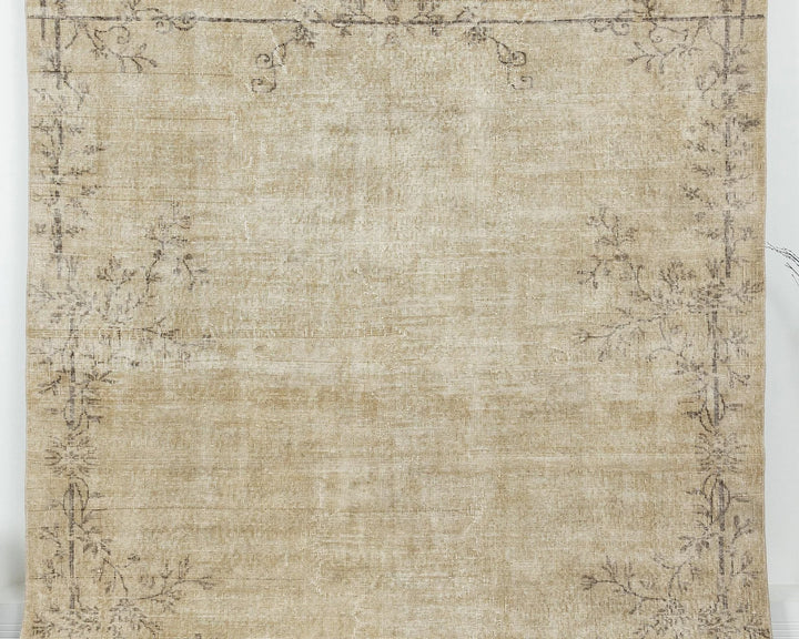 Beige Turkish Oushak Rug 6'8" x 9'6" Hand-Knotted | No. VR16053