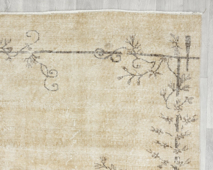 Beige Turkish Oushak Rug 6'8" x 9'6" Hand-Knotted | No. VR16053