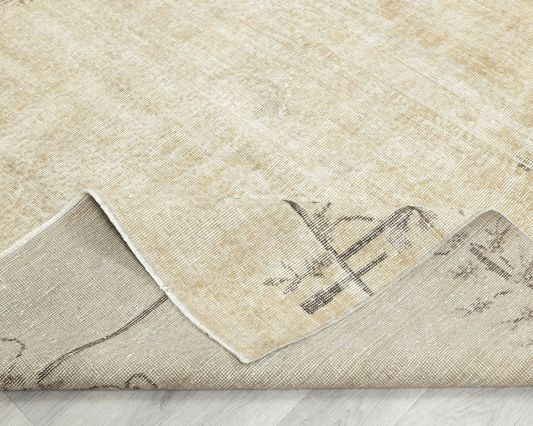 Beige Turkish Oushak Rug 6'8" x 9'6" Hand-Knotted | No. VR16053