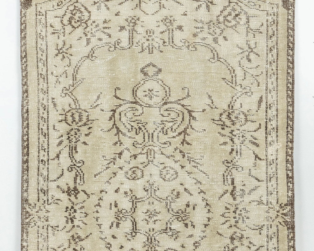 Beige Turkish Oushak Rug 3'7" x 6'5" Hand-Knotted | No. VR16235