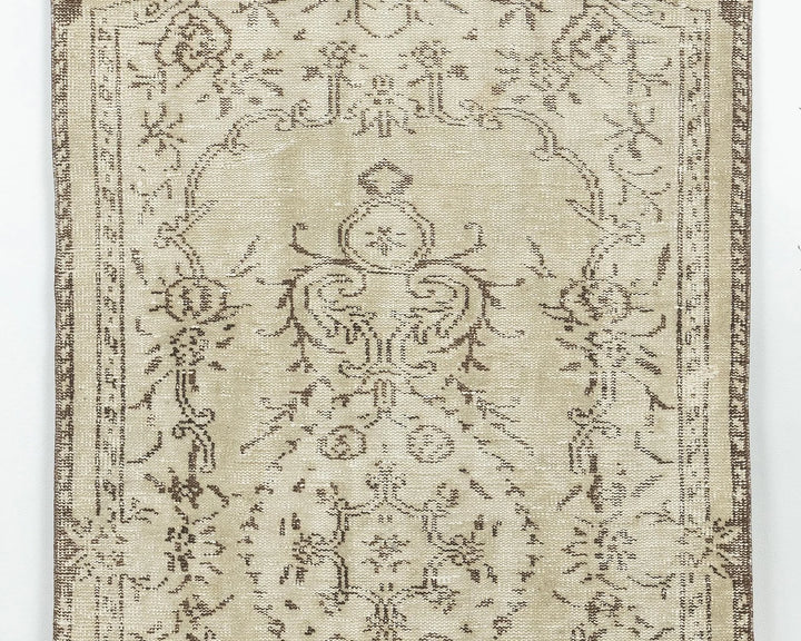 Beige Turkish Oushak Rug 3'7" x 6'5" Hand-Knotted | No. VR16235