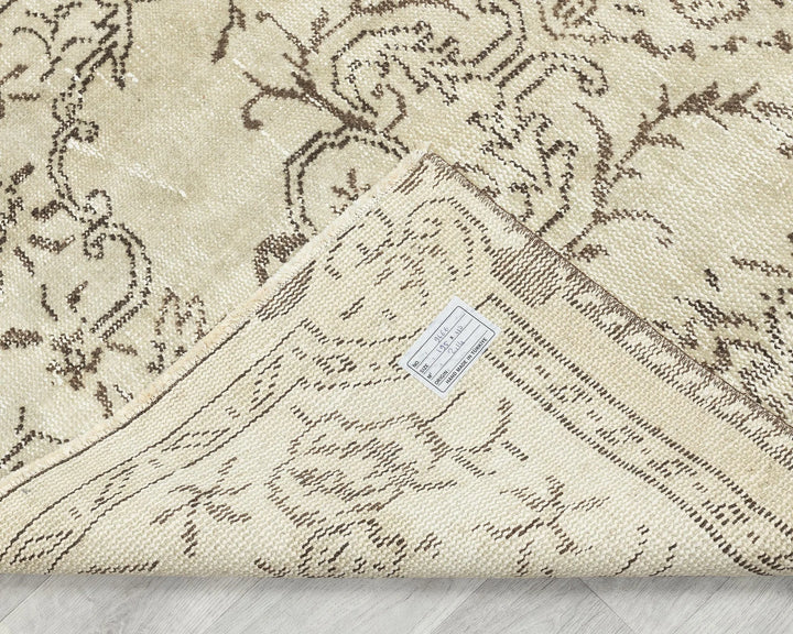 Beige Turkish Oushak Rug 3'7" x 6'5" Hand-Knotted | No. VR16235