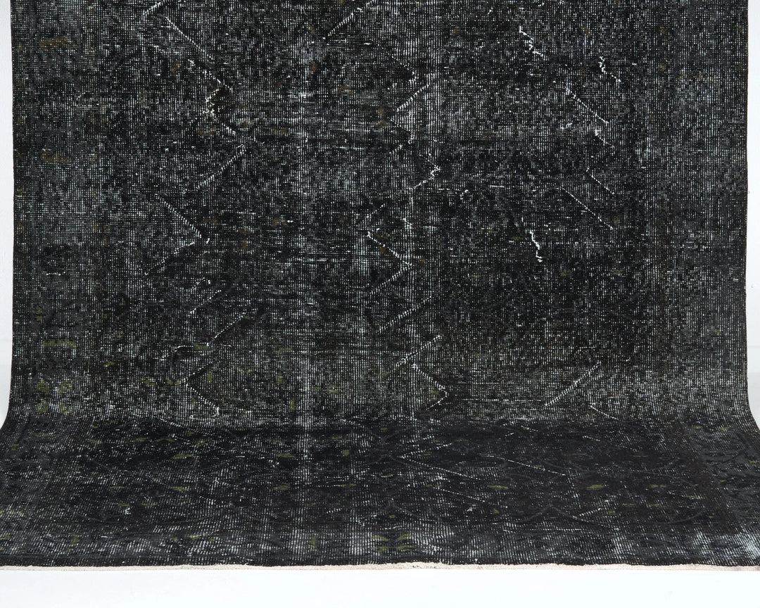Black Turkish Oushak Rug 9'3" x 5'5" Hand-Knotted | No. VR16419