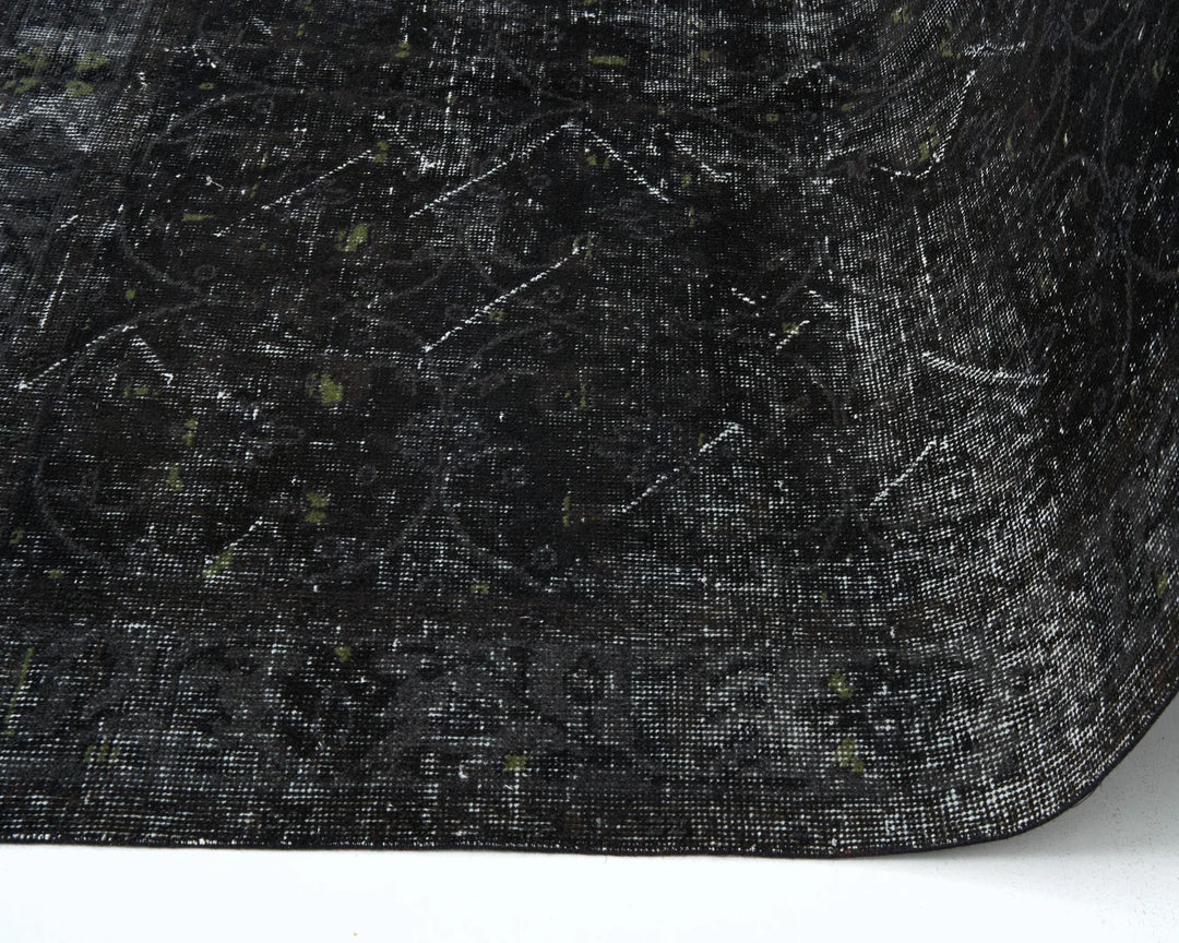Black Turkish Oushak Rug 9'3" x 5'5" Hand-Knotted | No. VR16419