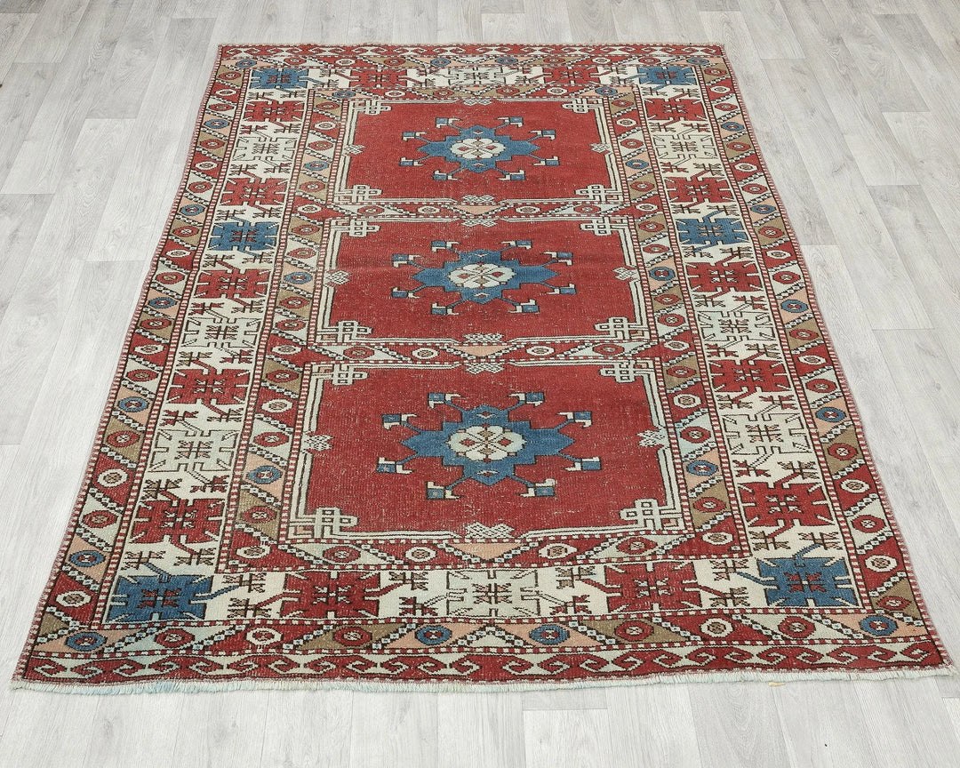 Multicolor Turkish Oushak Rug 5' 11" x 4' 7" Hand-Knotted | No. VR16619