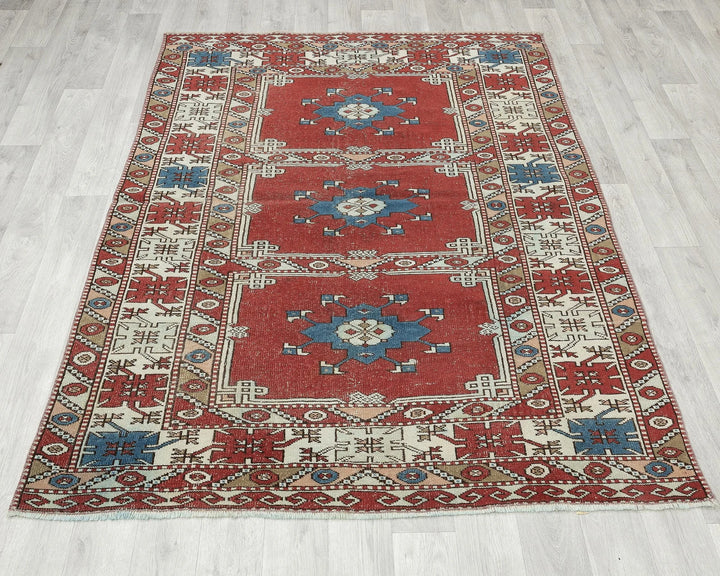 Multicolor Turkish Oushak Rug 5' 11" x 4' 7" Hand-Knotted | No. VR16619