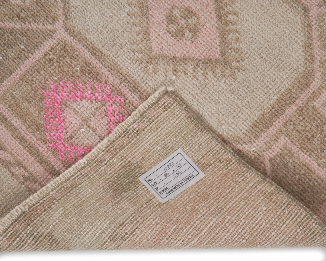 Pink Turkish Oushak Rug 2'7" x 12' Hand-Knotted | No. VR16684