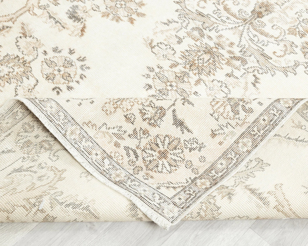 Beige Turkish Oushak Rug 5'11" x 9'4" Hand-Knotted | No. VR16844