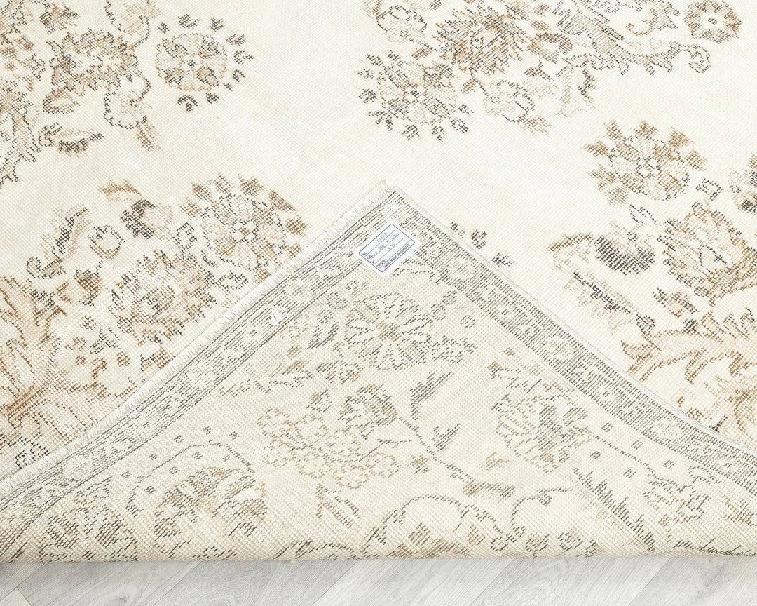 Beige Turkish Oushak Rug 5'11" x 9'4" Hand-Knotted | No. VR16844