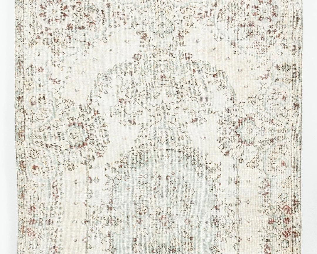 Beige Turkish Oushak Rug 5' 2" x 8' 11" Hand-Knotted | No. VR16926