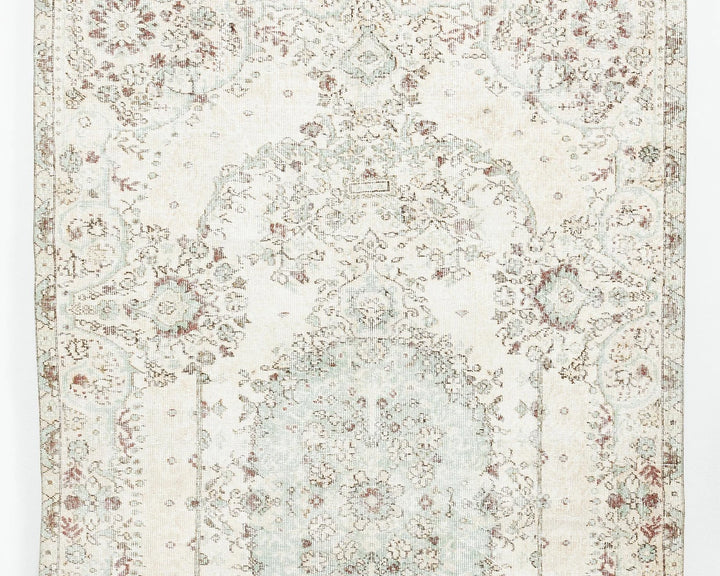 Beige Turkish Oushak Rug 5' 2" x 8' 11" Hand-Knotted | No. VR16926