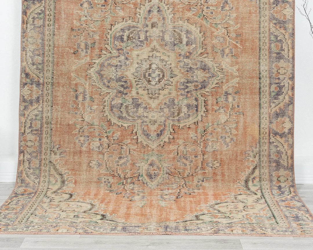 Multicolor Turkish Oushak Rug 5'5" x 9'1" Hand-Knotted | No. VR16991