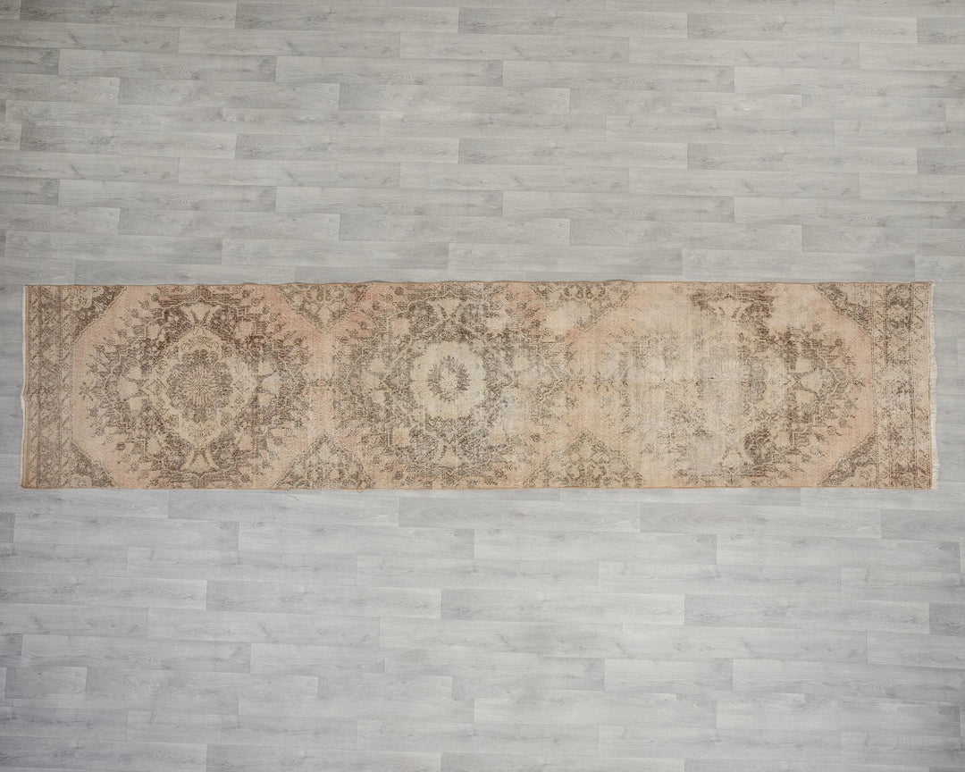 Beige Turkish Oushak Rug 2'11" x 12'8" Hand-Knotted view 9