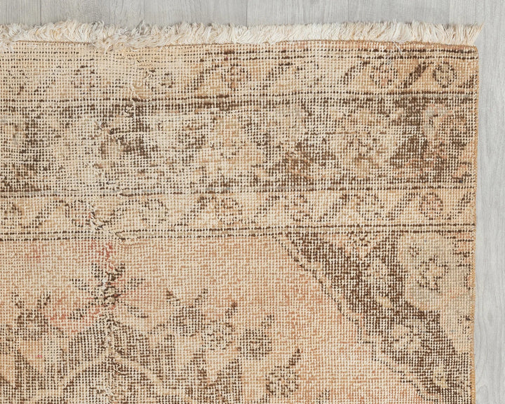 Beige Turkish Oushak Rug 2'11" x 12'8" Hand-Knotted pattern