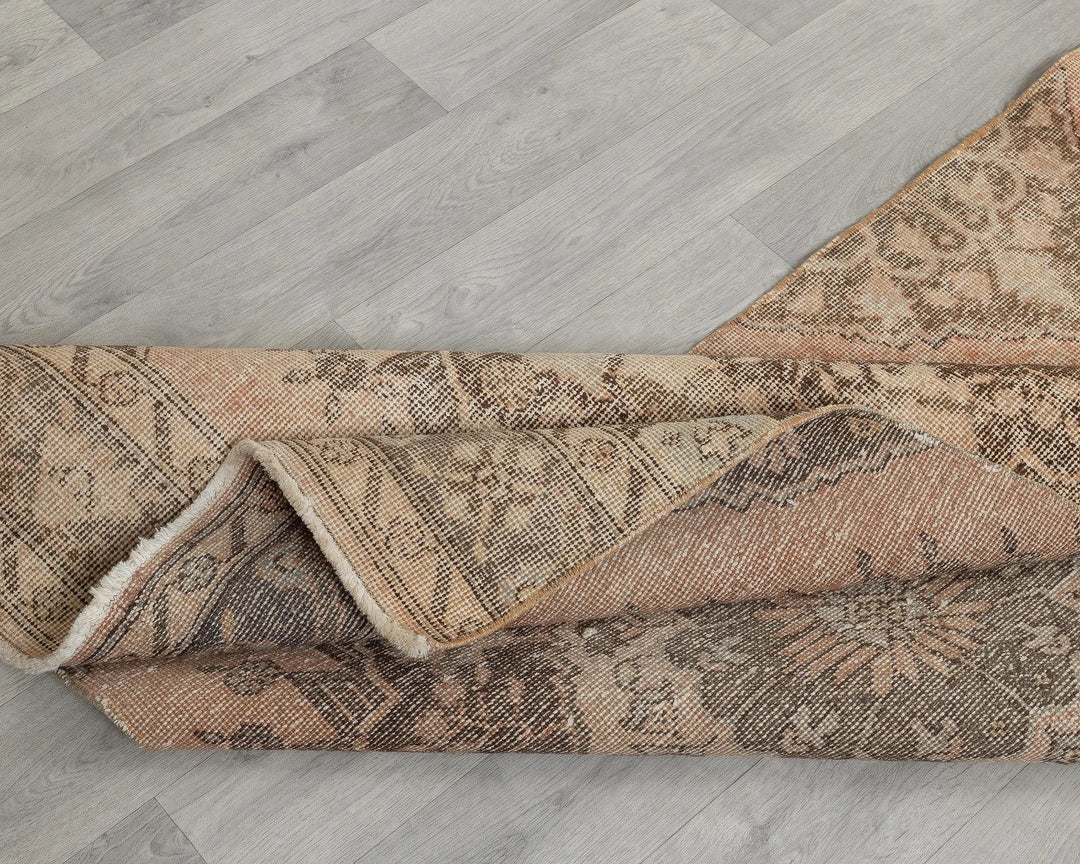 Beige Turkish Oushak Rug 2'11" x 12'8" Hand-Knotted field