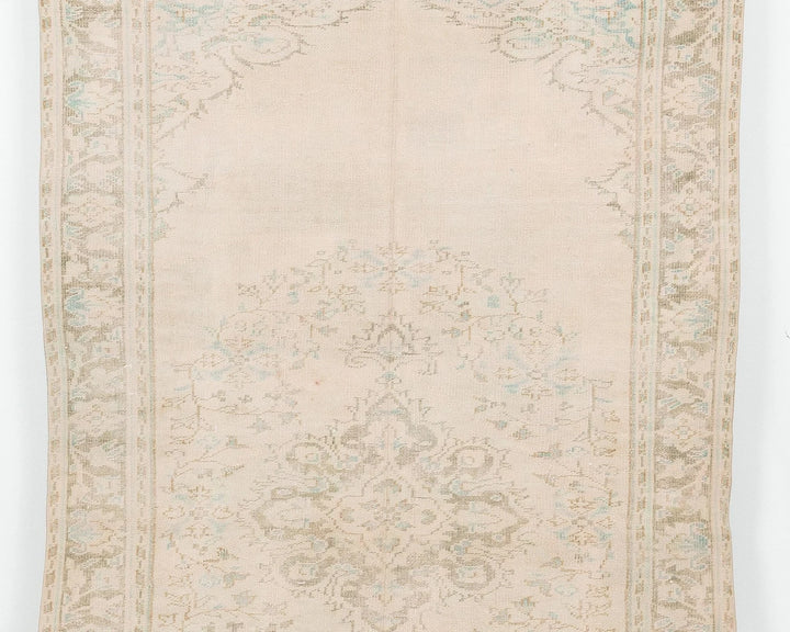 Beige Turkish Oushak Rug 5' 7" x 9' 5" Hand-Knotted | No. VR17412