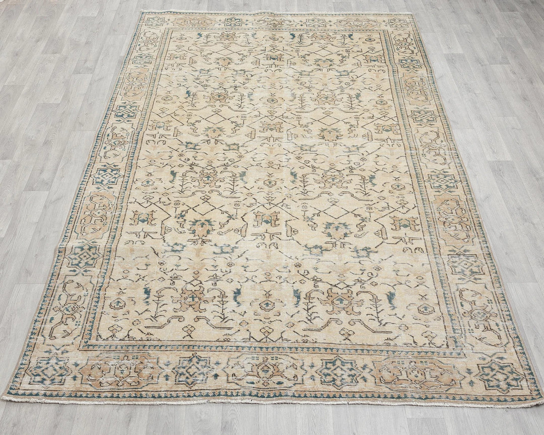 Multicolor Turkish Oushak Rug 6' 1" x 9' 1" Hand-Knotted | No. VR17426