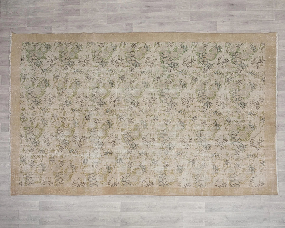 Beige Turkish Oushak Rug 6' 11" x 10' 5" Hand-Knotted | No. VR17452