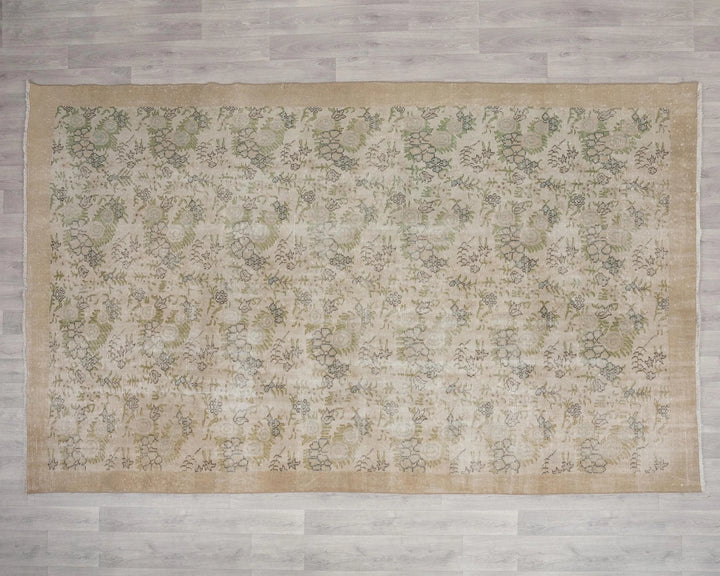 Beige Turkish Oushak Rug 6' 11" x 10' 5" Hand-Knotted | No. VR17452