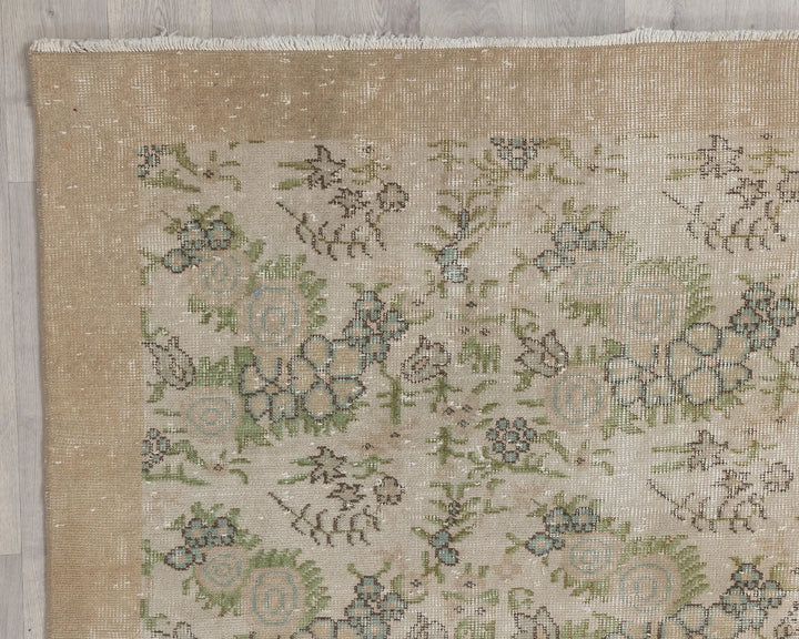 Beige Turkish Oushak Rug 6' 11" x 10' 5" Hand-Knotted | No. VR17452