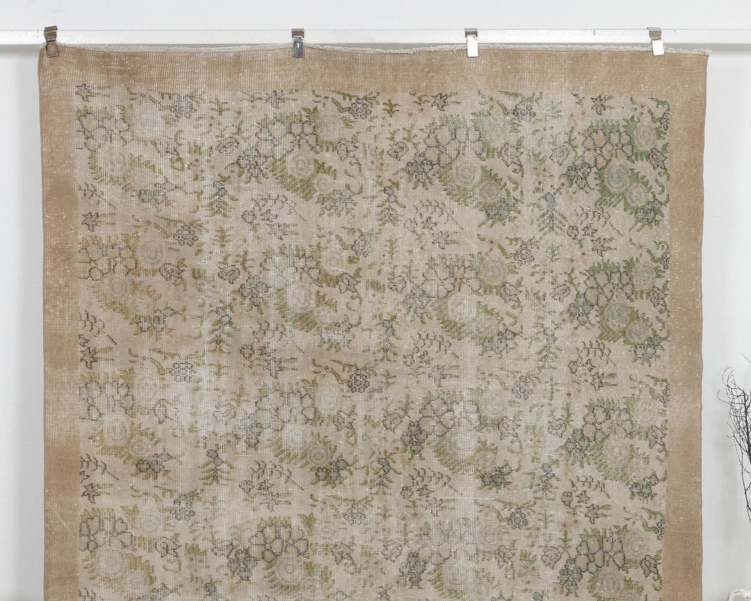 Beige Turkish Oushak Rug 6' 11" x 10' 5" Hand-Knotted | No. VR17452