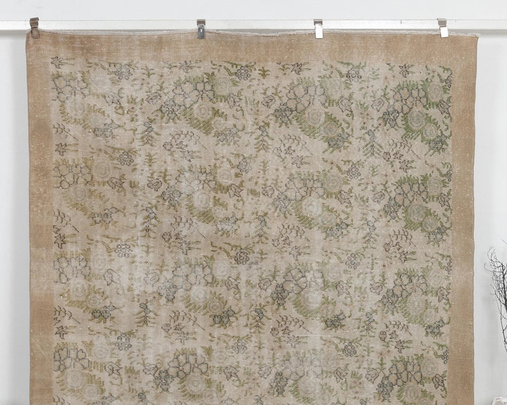 Beige Turkish Oushak Rug 6' 11" x 10' 5" Hand-Knotted | No. VR17452