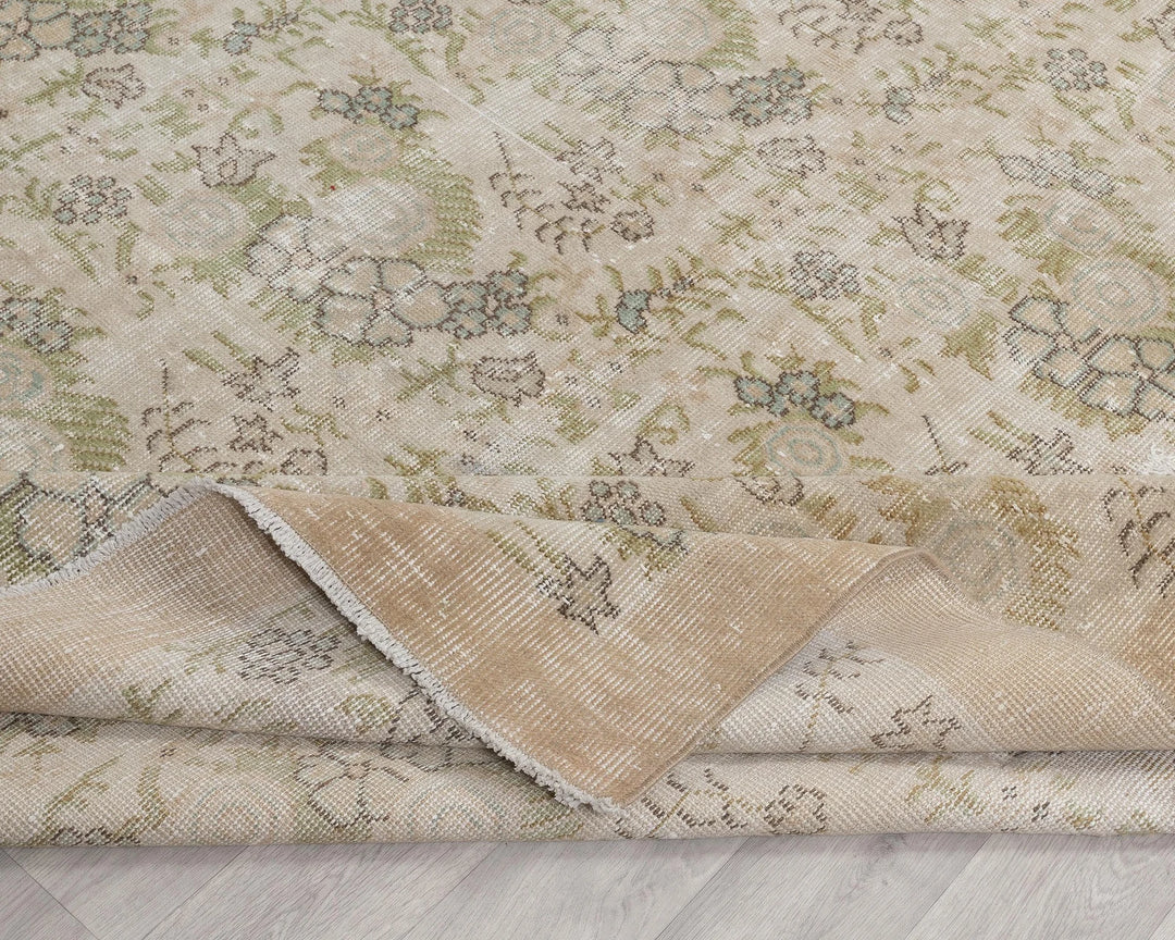 Beige Turkish Oushak Rug 6' 11" x 10' 5" Hand-Knotted | No. VR17452