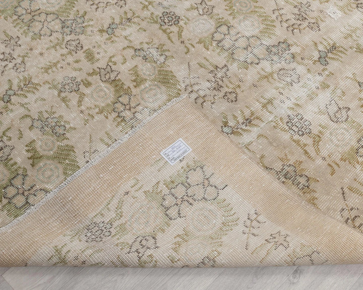 Beige Turkish Oushak Rug 6' 11" x 10' 5" Hand-Knotted | No. VR17452