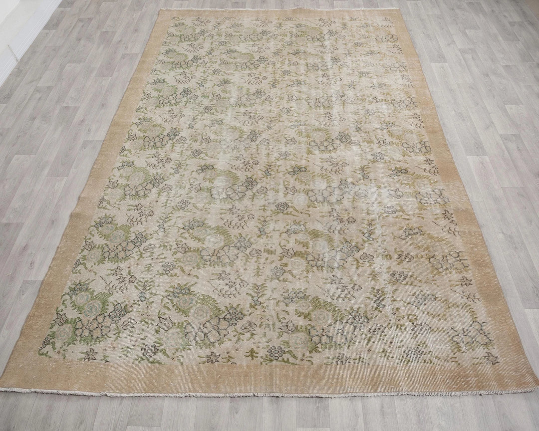 Beige Turkish Oushak Rug 6' 11" x 10' 5" Hand-Knotted | No. VR17452