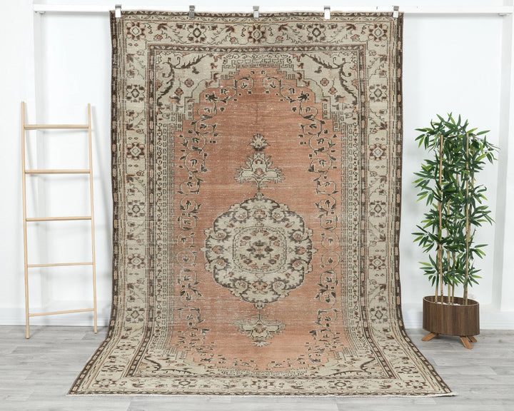 Multicolor Turkish Oushak Rug 6' 3" x 9' 8" Hand-Knotted