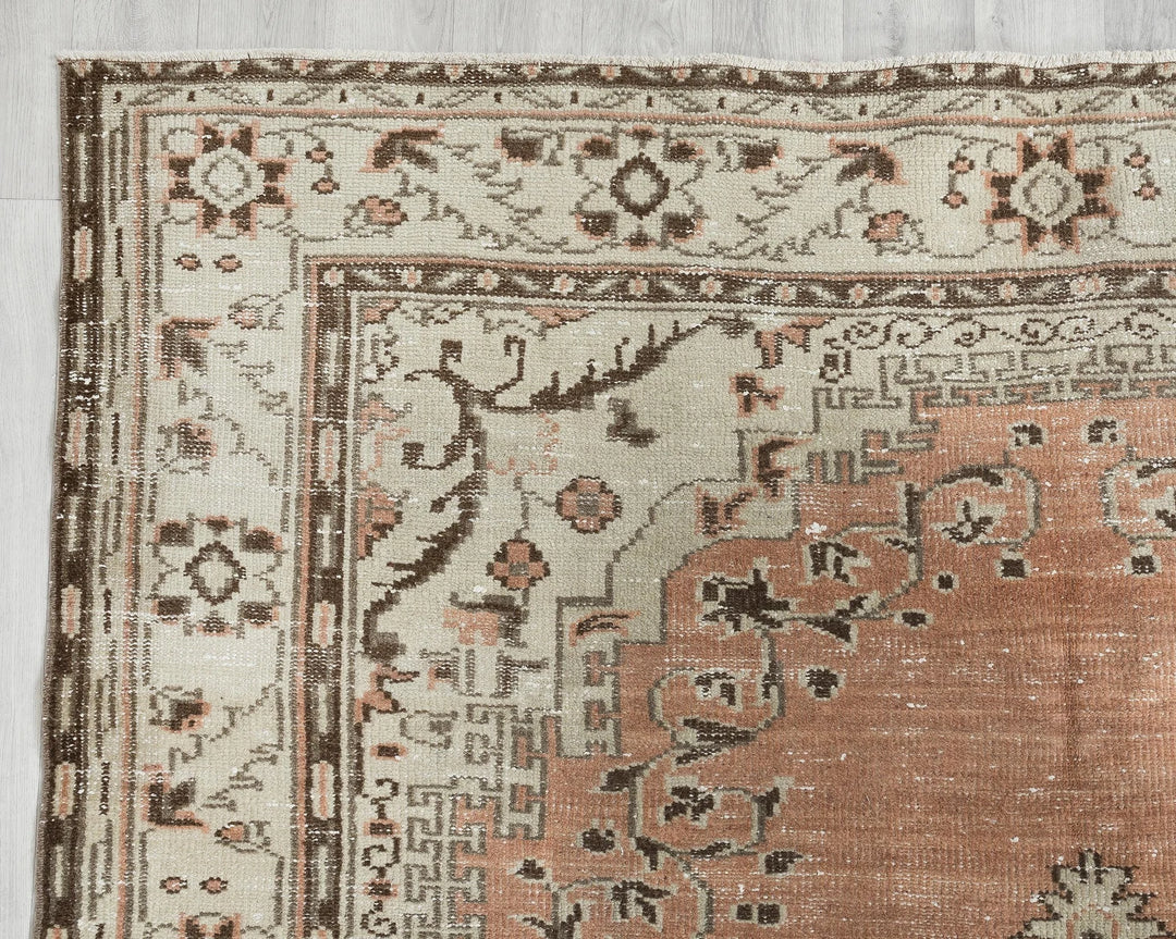 Multicolor Turkish Oushak Rug 6' 3" x 9' 8" Hand-Knotted border