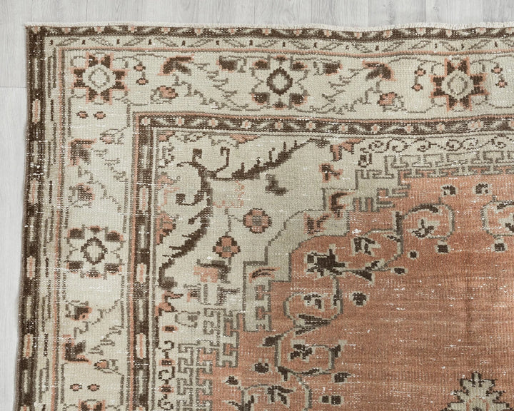 Multicolor Turkish Oushak Rug 6' 3" x 9' 8" Hand-Knotted border