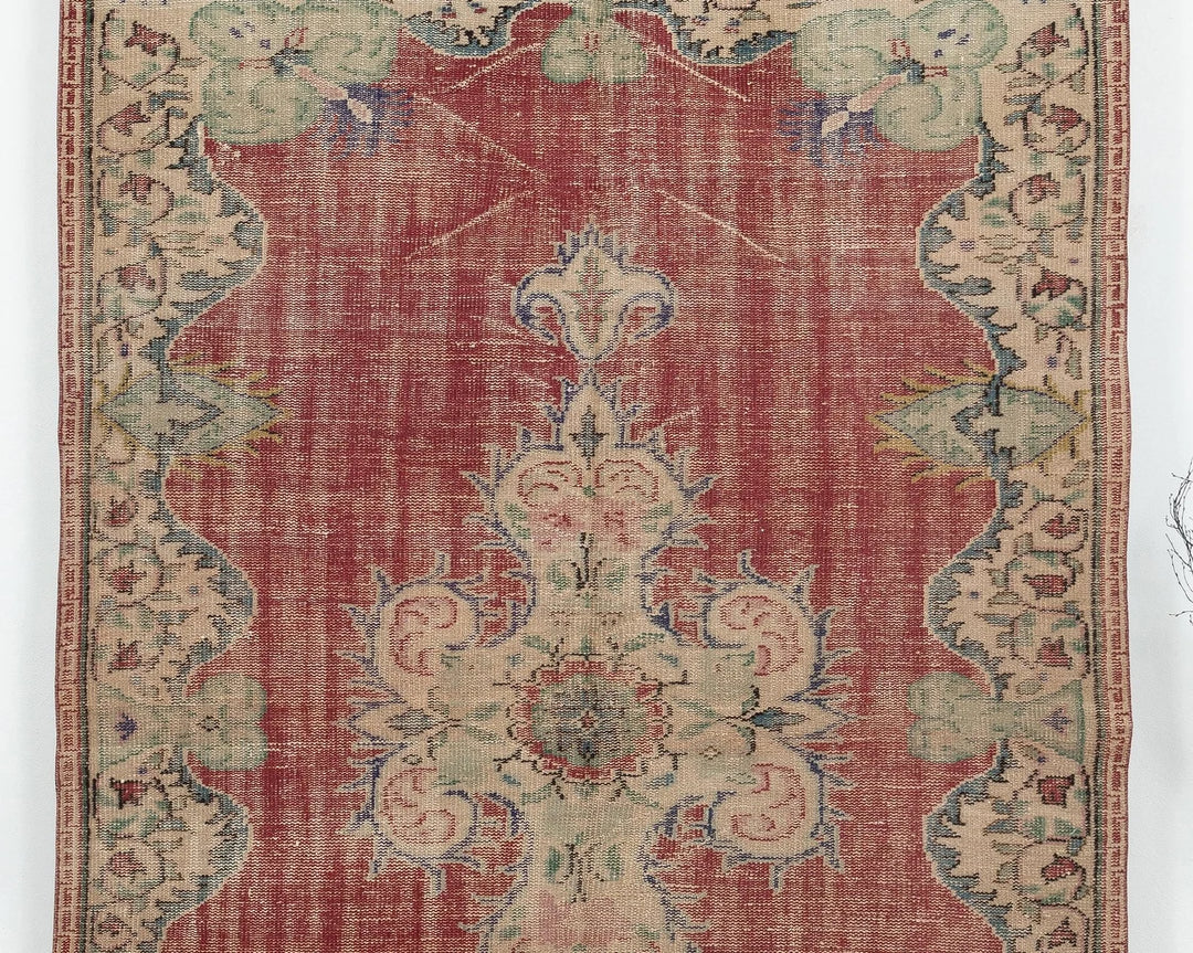 Red Turkish Oushak Rug 5'6" x 8'6" Hand-Knotted | No. VR17519