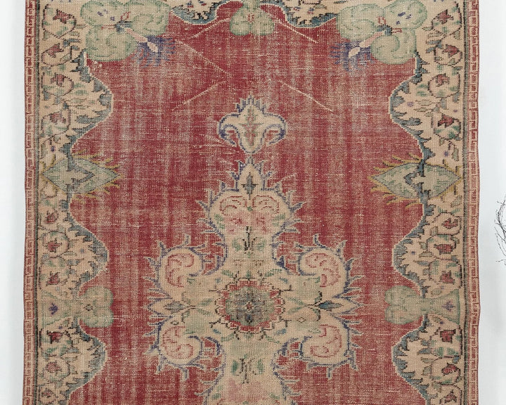 Red Turkish Oushak Rug 5'6" x 8'6" Hand-Knotted | No. VR17519
