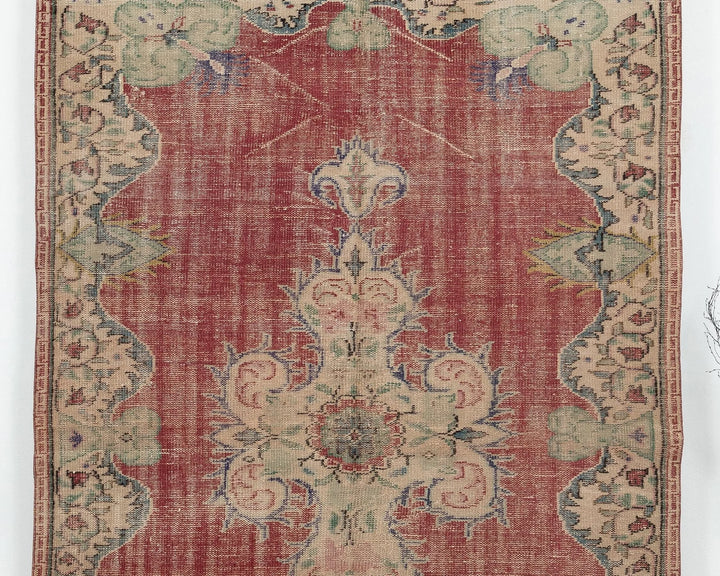 Red Turkish Oushak Rug 5' 6" x 8' 6" Hand-Knotted | No. VR17519