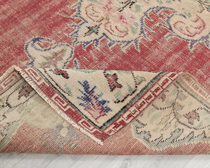 Red Turkish Oushak Rug 5'6" x 8'6" Hand-Knotted | No. VR17519