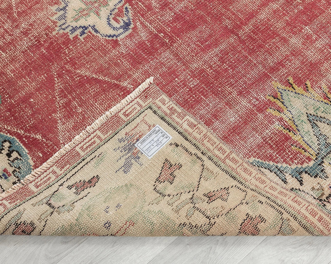 Red Turkish Oushak Rug 5' 6" x 8' 6" Hand-Knotted | No. VR17519