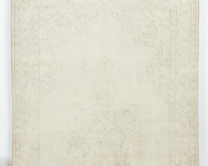 Beige Turkish Oushak Rug 6'1" x 9'2" Hand-Knotted | No. VR17701