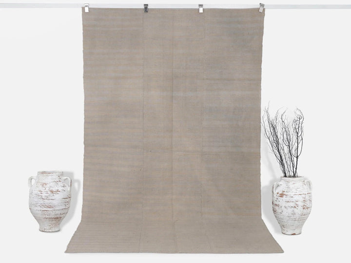 Beige Turkish Kilim Rug 5' 7" x 8' 11" Flat-Weave | No. VR17737